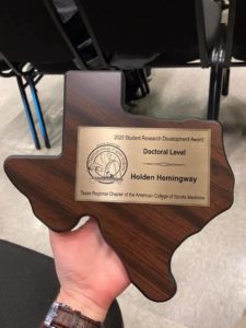 The Student Development Research Award from TACSM