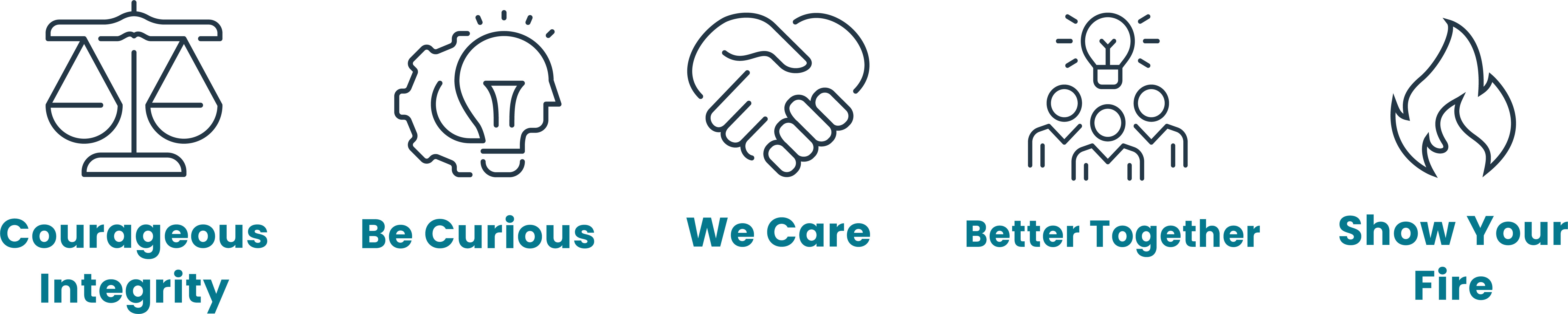 UNT Health's values are Courageous Integrity, Be Curious, We Care, Better Together and Show Your Fire. 