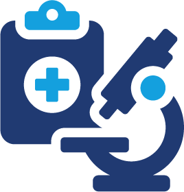 Illustration of a person with a beaker in a room to signify a laboratory