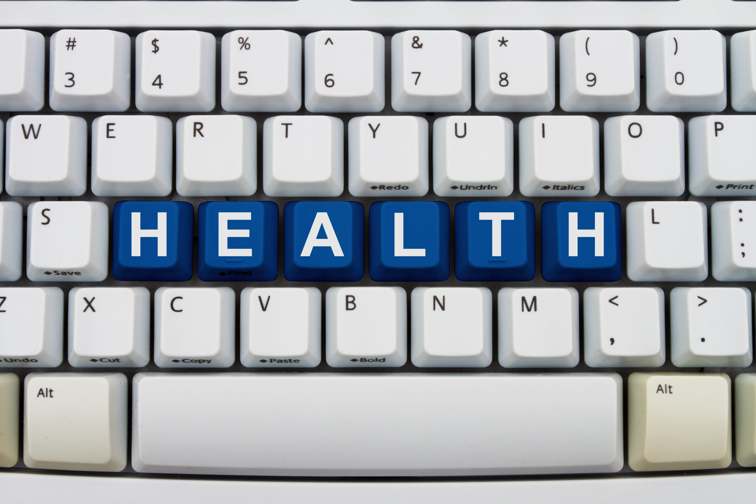 Health spelled out on a keyboard