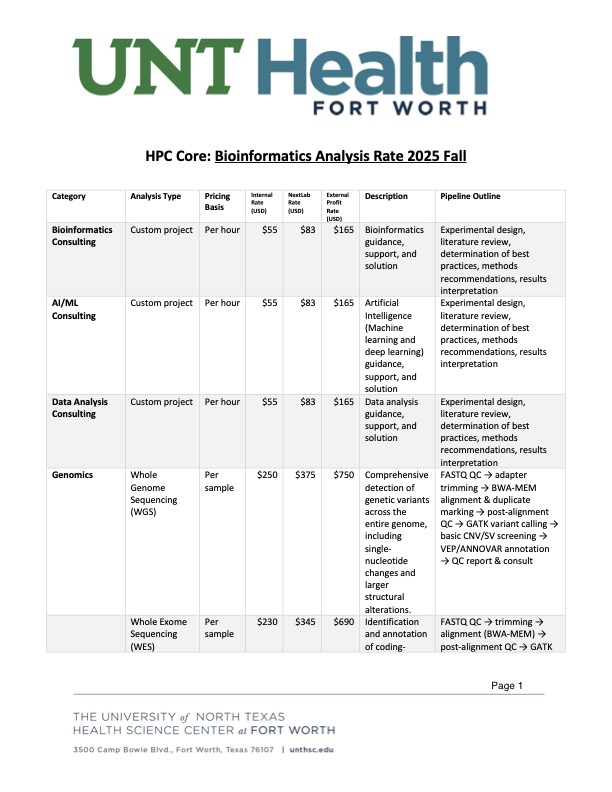 HPC Core Rates page 1