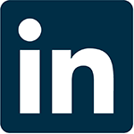 The LinkedIn logo, featuring the lowercase letters “in” in white on a dark blue square background with rounded corners.