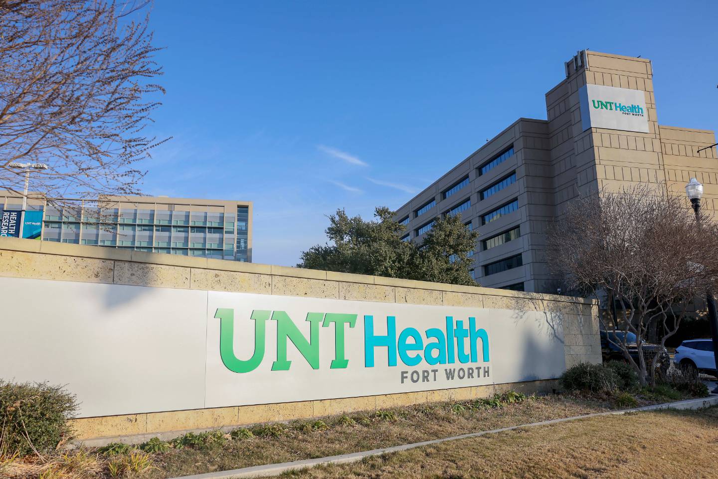 UNT Health campus signs and EAD building
