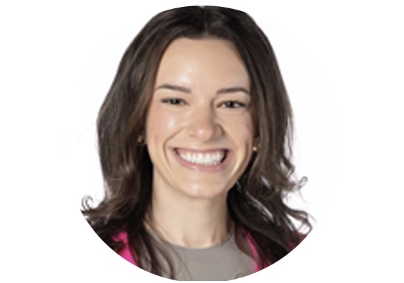Smiling woman headshot on a white background