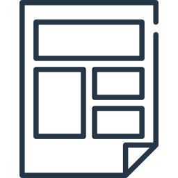 A visual icon showcasing a sheet of paper containing four squares of varying sizes, intended to symbolize a template.