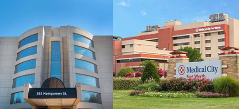 UNT Health Clinic and Medical City Fort Worth building fronts